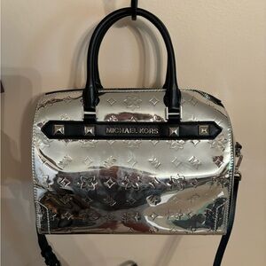 Michael Kors Silver Duffel Satchel